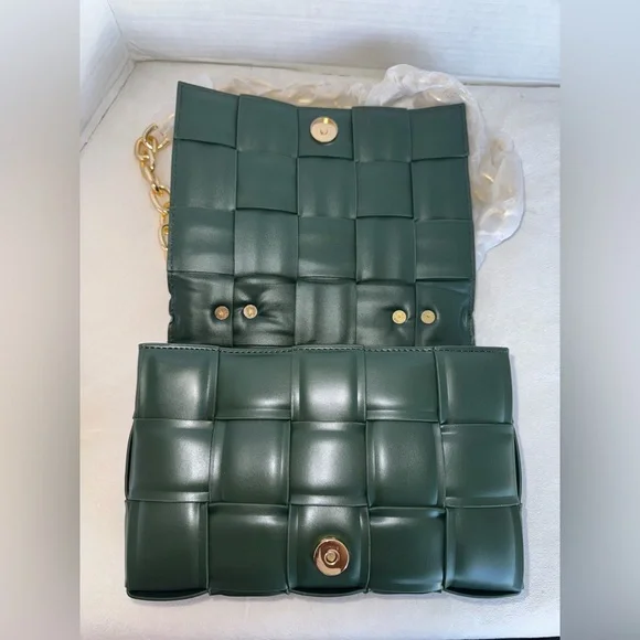 New Urban Expressions Dark Hunter Green Woven Shoulder Women’s Bag Purse-NWT - Picture 13 of 14